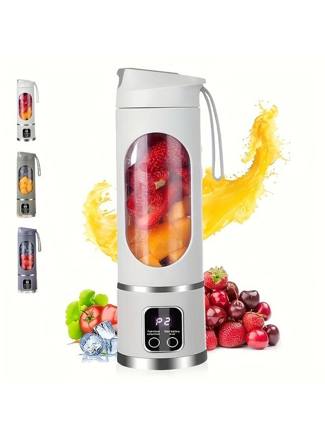 White Portable Citrus Juicer 2 In 1 Electric USB Rechargeable 450ml Capacity Easy Clean - Image 1